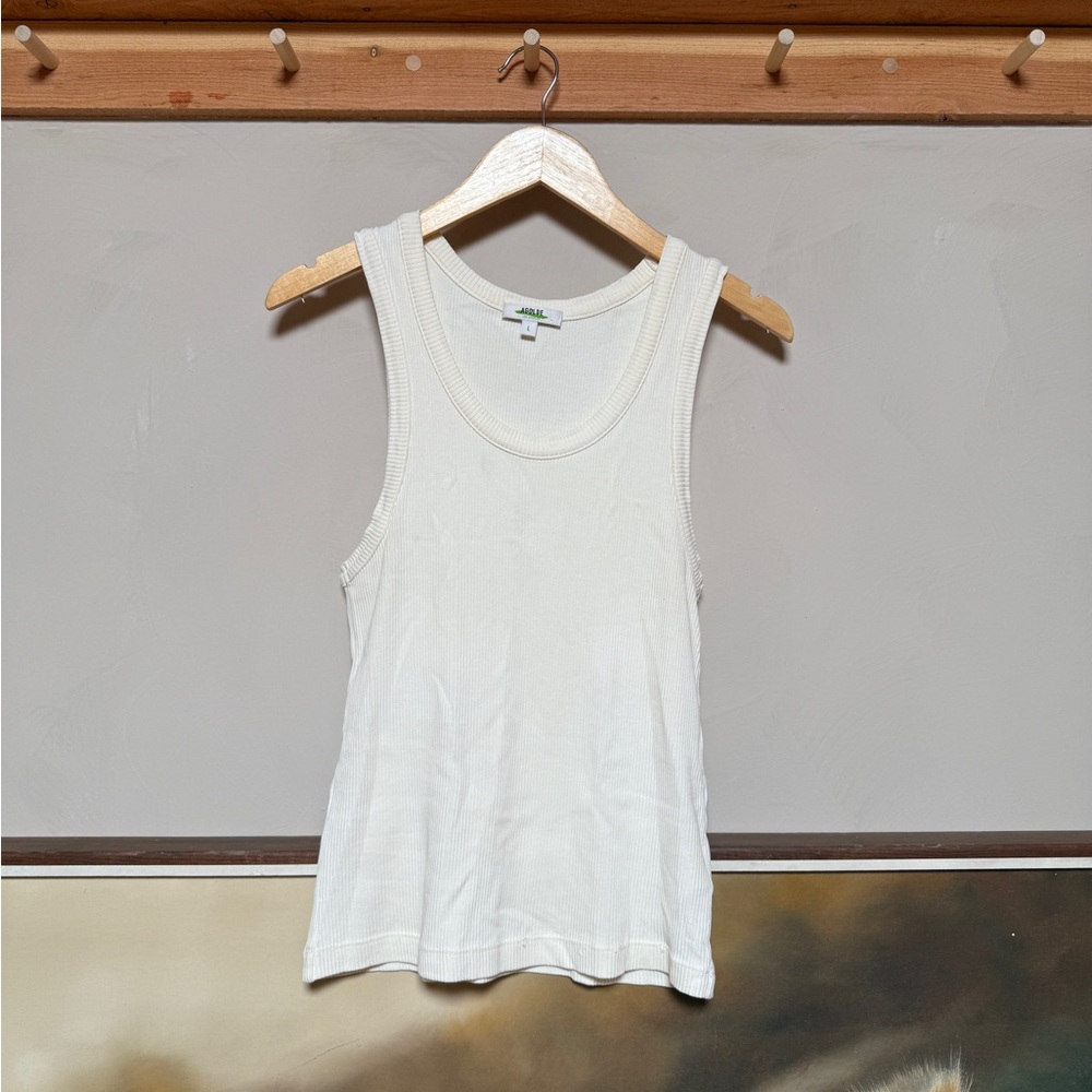 Agolde Poppy Tank Top in Ivory Color, Large